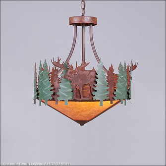 Crestline-Moose Three Light Chandelier in Pine Green/Rust Patina (172|A44728AM-HR-04)