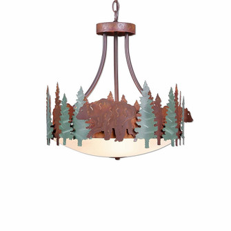 Crestline-Bear Three Light Chandelier in Pine Green/Rust Patina (172|A44726FC-HR-04)