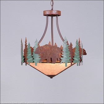 Crestline-Bear Three Light Chandelier in Pine Green/Rust Patina (172|A44726AL-HR-04)