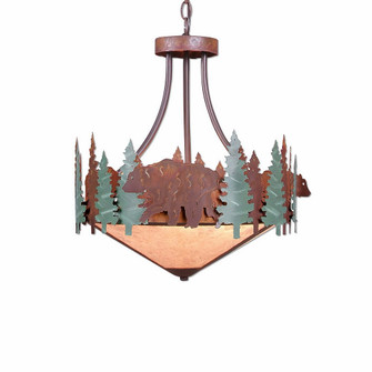 Crestline-Bear Three Light Chandelier in Pine Green/Rust Patina (172|A44726AL-HR-04)