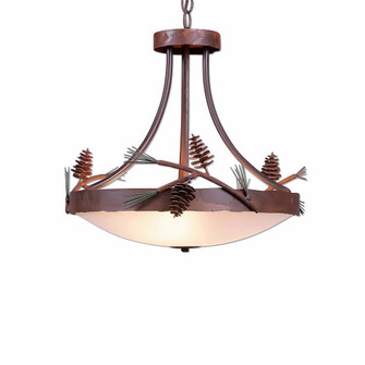 Crestline-Pine Cone Three Light Chandelier in Pine Green/Rust Patina (172|A44720FC-HR-04)
