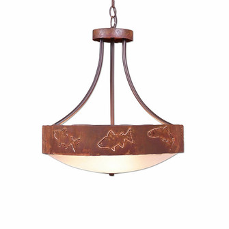 Ridgemont-Fish Cutout Three Light Chandelier in Rust Patina (172|A44662FC-HR-02)