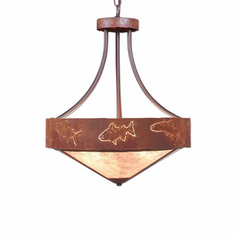 Ridgemont-Fish Cutout Three Light Chandelier in Rust Patina (172|A44662AL-HR-02)