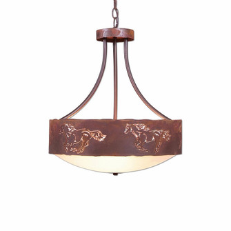 Ridgemont-Horse Cutout Three Light Chandelier in Rust Patina (172|A44659FC-HR-02)