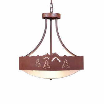 Ridgemont-Mountain-Pine Cutout Three Light Chandelier in Rust Patina (172|A44645FC-HR-02)