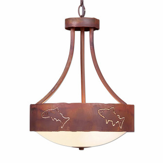 Ridgemont-Fish Cutout Three Light Chandelier in Rust Patina (172|A44462-02)