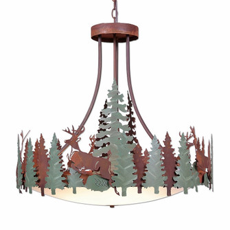 Crestline-Deer Seven Light Chandelier in Pine Green/Rust Patina (172|A40531AF-HR-04)
