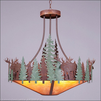 Crestline-Moose Seven Light Chandelier in Pine Green/Rust Patina (172|A40528AM-HR-04)