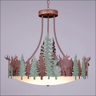 Crestline-Moose Seven Light Chandelier in Pine Green/Rust Patina (172|A40528AF-HR-04)