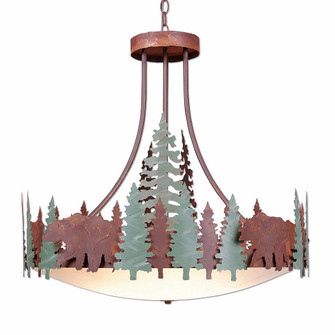Crestline-Bear Seven Light Chandelier in Pine Green/Rust Patina (172|A40526AF-HR-04)