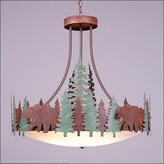 Crestline-Bear Seven Light Chandelier in Pine Green/Rust Patina (172|A40526AF-HR-04)