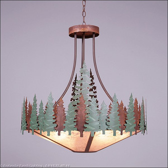 Crestline-Pine Tree Seven Light Chandelier in Pine Green/Rust Patina (172|A40442AL-HR-04)