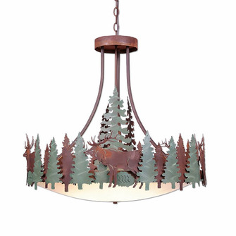 Crestline-Elk Six Light Chandelier in Pine Green/Rust Patina (172|A40434FC-HR-04)