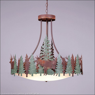 Crestline-Elk Six Light Chandelier in Pine Green/Rust Patina (172|A40434FC-HR-04)