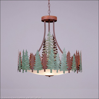 Crestline-Pine Tree Five Light Chandelier in Pine Green/Rust Patina (172|A40342FC-HR-04)