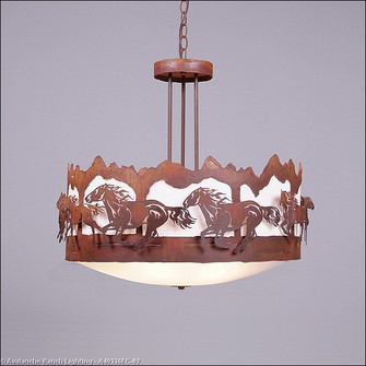 Crestline-Horse/Mountain Five Light Chandelier in Rust Patina (172|A40336FC-02)