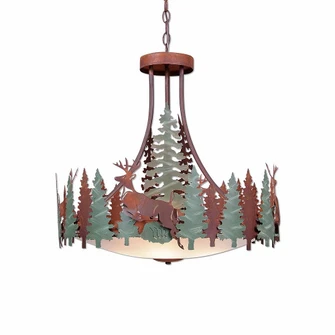Crestline-Deer Five Light Chandelier in Pine Green/Rust Patina (172|A40331FC-HR-04)