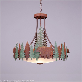 Crestline-Bear Five Light Chandelier in Pine Green/Rust Patina (172|A40326FC-HR-04)