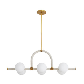 Harrison Six Light Linear Chandelier in Antique Brass (314|89467)