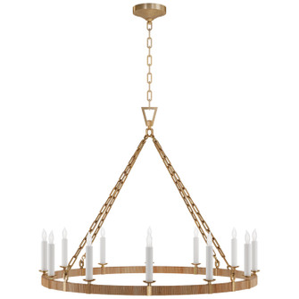 Darlana Wrapped LED Chandelier in Antique-Burnished Brass and Natural Rattan (268|CHC 5873AB/NRT)