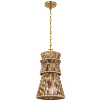 Antigua LED Pendant in Antique-Burnished Brass and Natural Abaca (268|CHC 5021AB/NAB)
