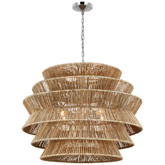 Antigua LED Chandelier in Polished Nickel and Natural Abaca (268|CHC 5017PN/NAB)