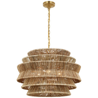Antigua LED Chandelier in Antique-Burnished Brass and Natural Abaca (268|CHC 5016AB/NAB)