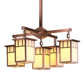 Huntington Five Light Chandelier in Mission Brown (37|HCH-4L/4-1ERM-MB)