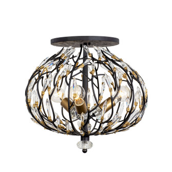 Bask Three Light Semi-Flush Mount in Matte Black/French Gold (137|271S03MBFG)