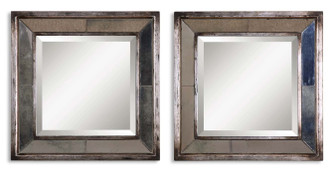 Davion Squares Mirror, Set Of 2 in Antiqued Silver Leaf w/Black (52|13555 B)