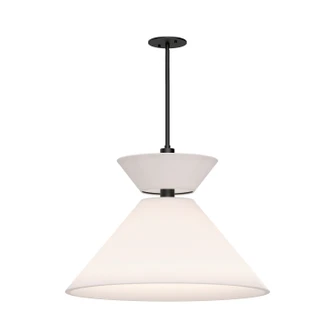 Chapelle One Light Pendant in Matte Black/White Linen (452|PD543022MBWL)