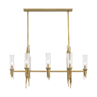 Torres Eight Light Pendant in Ribbed Glass/Vintage Brass (452|LP335838VBCR)