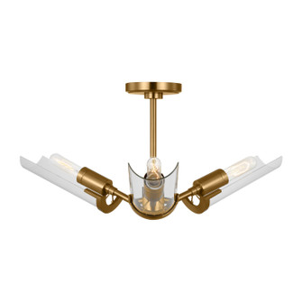 Mezzo Three Light Flush Mount in Burnished Brass (454|TF1023BBS)