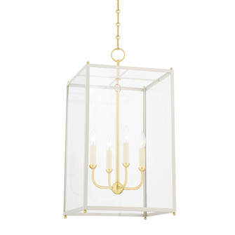 Chaselton Four Light Lantern in Aged Brass/Off White (70|MDS1201-AGB/OW)