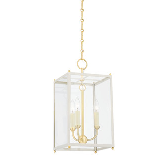 Chaselton Three Light Lantern in Aged Brass/Off White (70|MDS1200-AGB/OW)