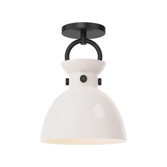 Waldo One Light Semi-Flush Mount in Matte Black/Glossy Opal Glass (452|SF411809MBGO)