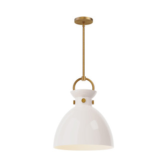 Waldo One Light Pendant in Aged Gold/Glossy Opal Glass (452|PD411814AGGO)