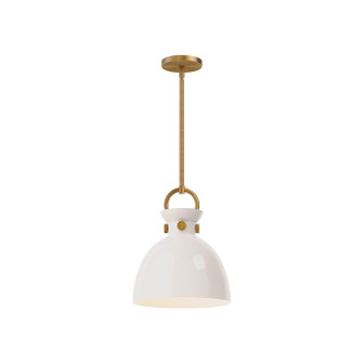 Waldo One Light Pendant in Aged Gold/Glossy Opal Glass (452|PD411811AGGO)