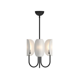 Seno Three Light Chandelier in Matte Black/White Cotton Fabric (452|CH450715MBCW)