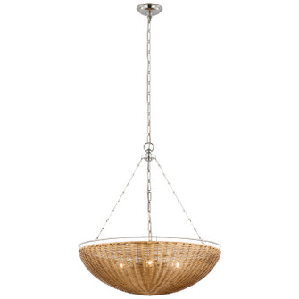 Clovis LED Chandelier in Polished Nickel and Natural Wicker (268|CHC 5637PN/NTW)