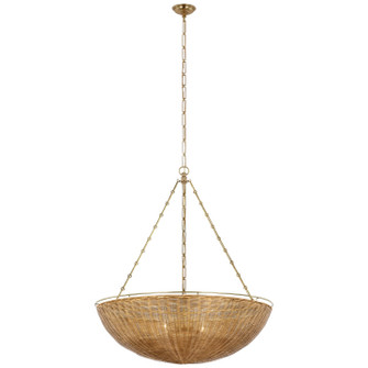 Clovis LED Chandelier in Antique-Burnished Brass and Natural Wicker (268|CHC 5638AB/NTW)