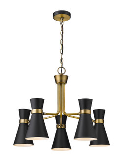 Soriano Five Light Chandelier in Matte Black + Heritage Brass (224|728-5MB-HBR)