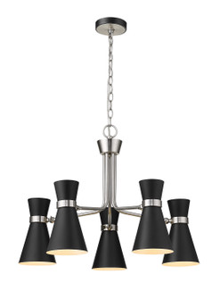 Soriano Five Light Chandelier in Matte Black + Brushed Nickel (224|728-5MB-BN)