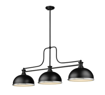 Melange Three Light Billiard in Matte Black (224|725-3MB-D12MB+BN)