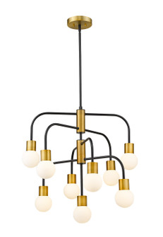 Neutra Nine Light Chandelier in Matte Black / Foundry Brass (224|621-9MB-FB)