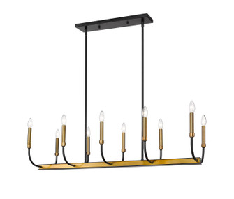 Haylie Ten Light Linear Chandelier in Matte Black / Olde Brass (224|479-10L-MB-OBR)