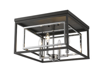 Euclid Four Light Flush Mount in Chrome + Matte Black (224|457F-CH-MB)