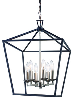 Six Light Pendant in Black / Brushed Nickel (110|10266 BK/BN)