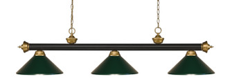Riviera Three Light Billiard in Bronze + Satin Gold (224|200-3BRZ+SG-MDG)