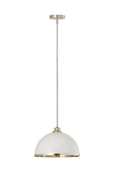 Landry One Light Pendant in Matte White + Brushed Nickel (224|1004P14-MW-BN)